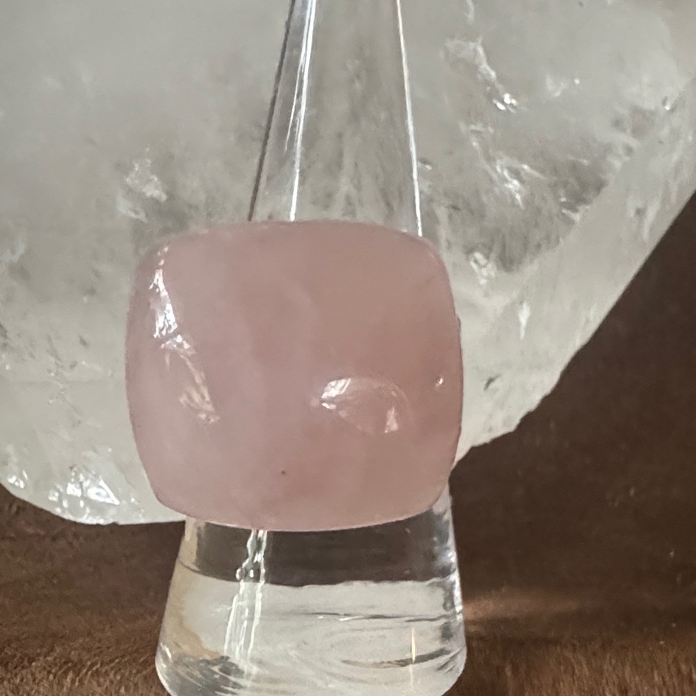 Pink  Rose Quartz Stone Ring Adjustable Size